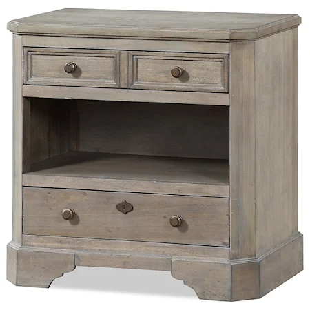 2 Drawer Nightstand with Shelf